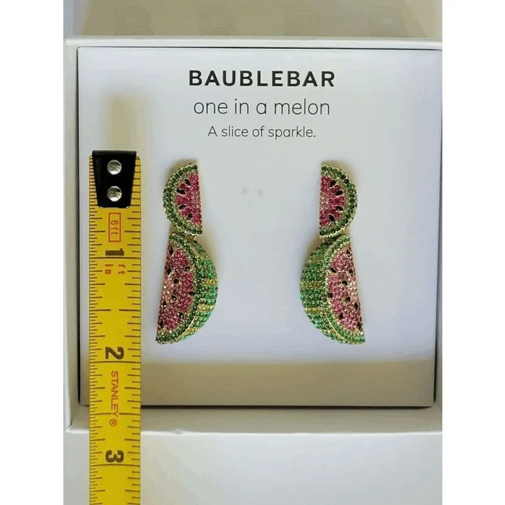 🍉 BAUBLEBAR Crystal Watermelon Slice Drop Statement Earrings NEW IN BOX